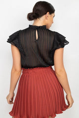 Short Sleeve Ruffle Shadow Top | Mixtshop LLC