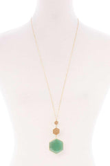 Marbling Natural Stone Pendant Long Necklace | Mixtshop LLC