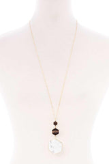 Marbling Natural Stone Pendant Long Necklace | Mixtshop LLC