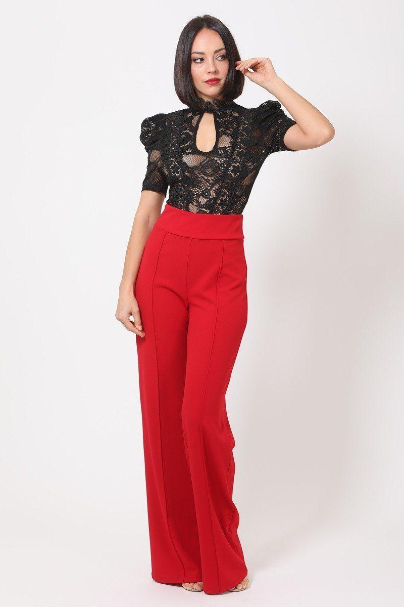 Lace Bodysuit W/front Key Hole Opening Details | Mixtshop LLC