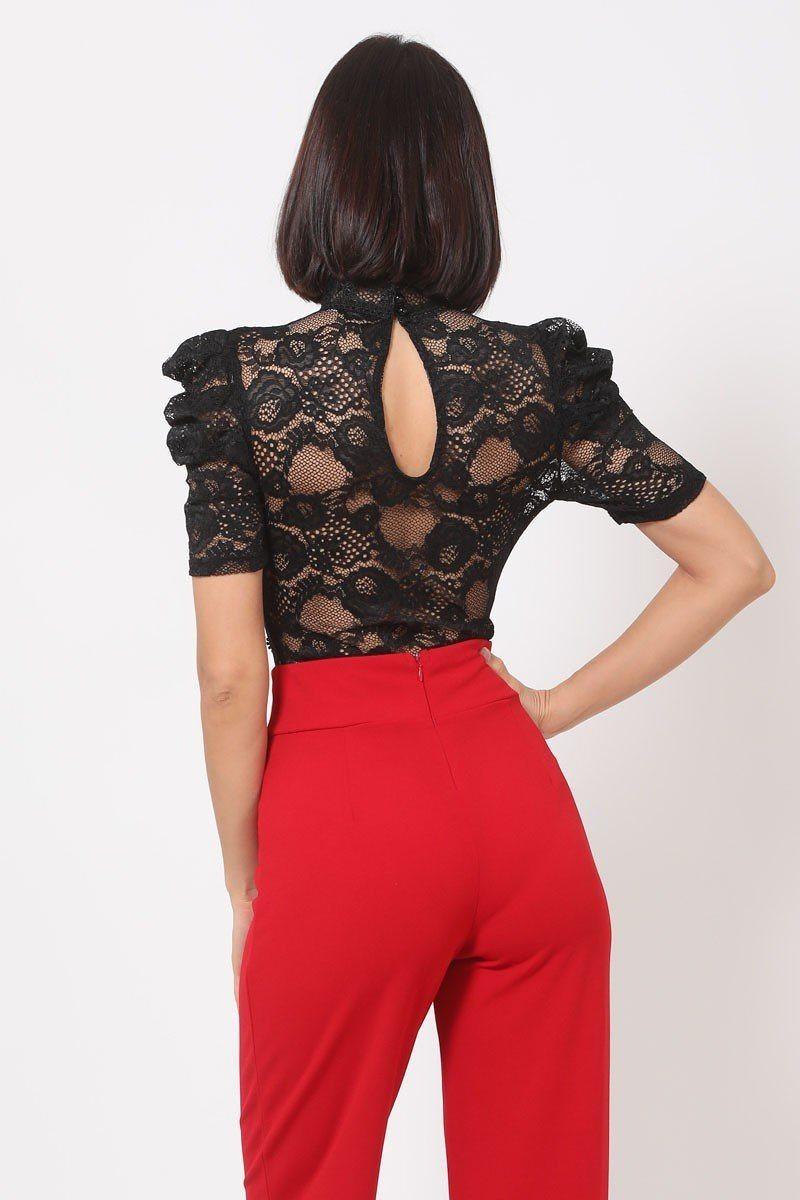 Lace Bodysuit W/front Key Hole Opening Details | Mixtshop LLC