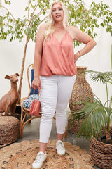 Front Surplice Pleats Back Shirring Solid Cami Top | Mixtshop LLC