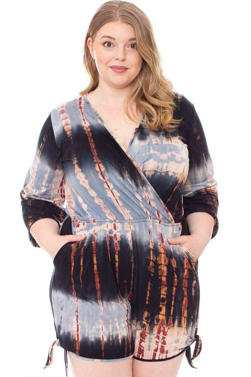 Tie Dye Wrap Plussize Romper | Mixtshop LLC