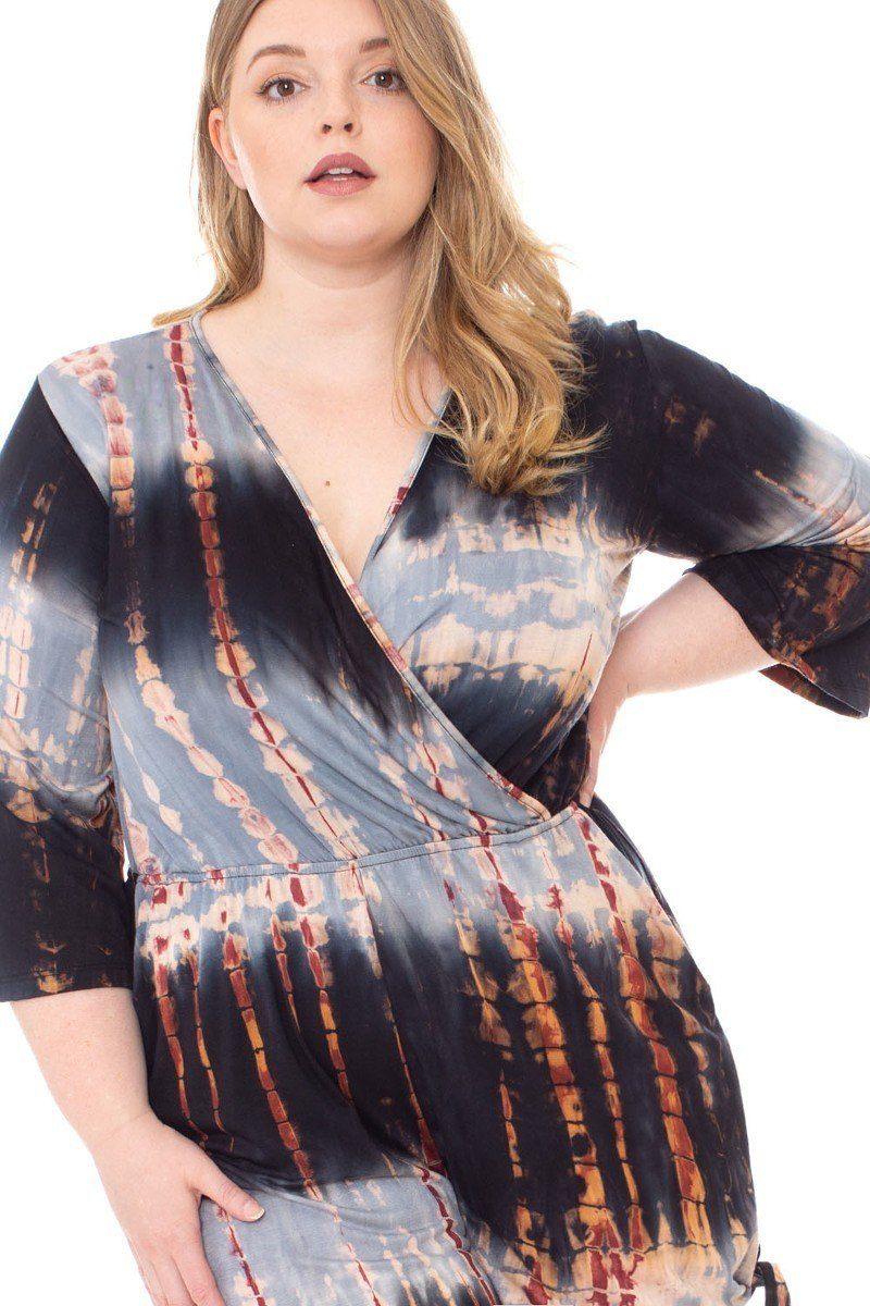 Tie Dye Wrap Plussize Romper | Mixtshop LLC