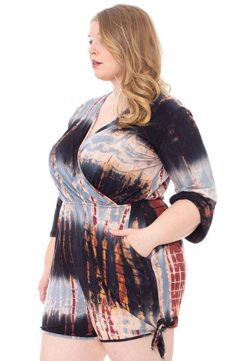Tie Dye Wrap Plussize Romper | Mixtshop LLC