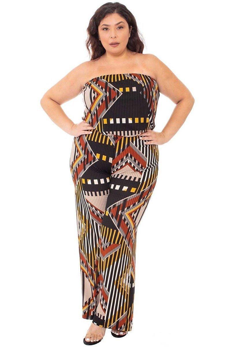 Abstract Print Tupbe Top Plus Size Jumpsuit | Mixtshop LLC