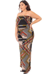Abstract Print Tupbe Top Plus Size Jumpsuit | Mixtshop LLC