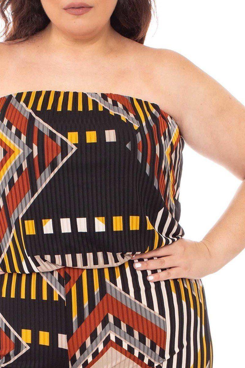 Abstract Print Tupbe Top Plus Size Jumpsuit | Mixtshop LLC