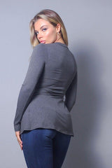Sleek & Chic Fall Long Sleeve Slitted Top | Mixtshop LLC