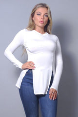 Sleek & Chic Fall Long Sleeve Slitted Top | Mixtshop LLC