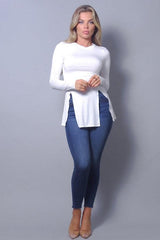 Sleek & Chic Fall Long Sleeve Slitted Top | Mixtshop LLC