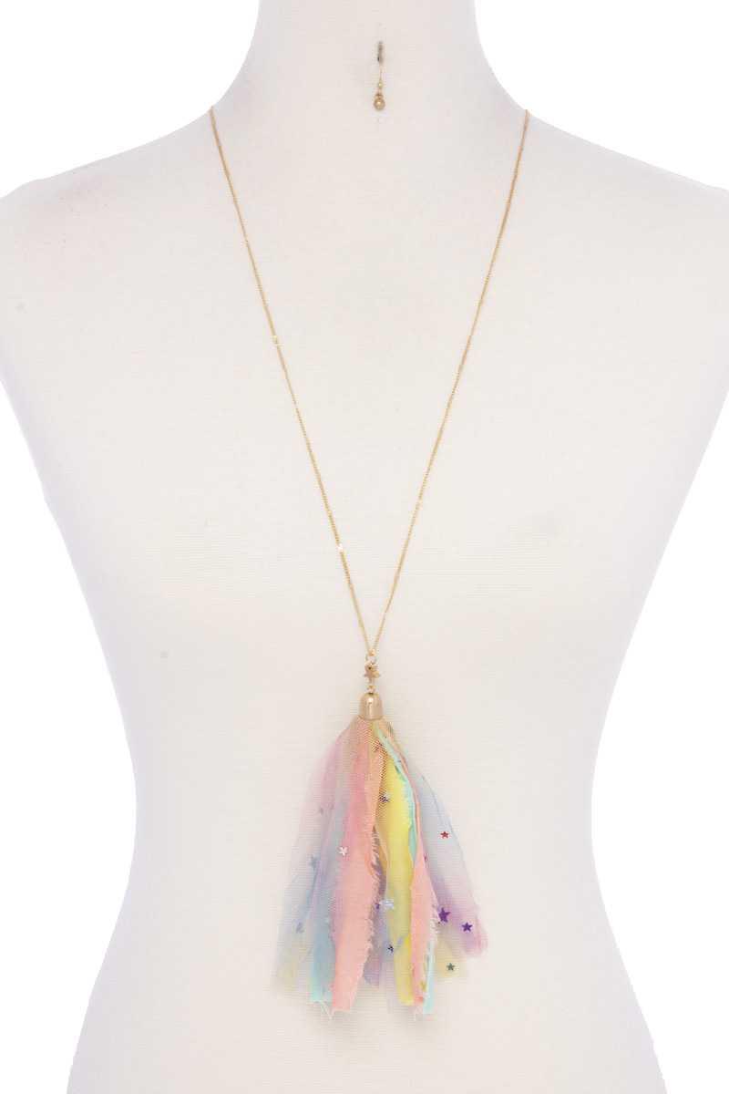Metallic Stars Tulle Tassel Necklace | Mixtshop LLC
