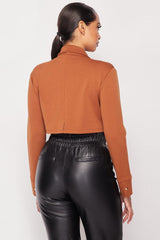 Deep-v Cropped Power Shoulder Blazer Bodysuit | Mixtshop LLC