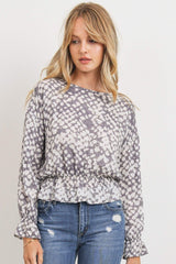 Ruffled Waist Drop Shoulder Long Sleeve Top | Mixtshop LLC