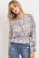 Ruffled Waist Drop Shoulder Long Sleeve Top | Mixtshop LLC
