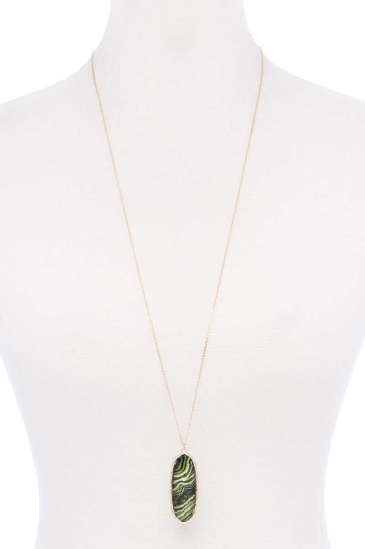 Acetate Oval Metal Edge Pendant Necklace | Mixtshop LLC