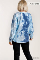 Tie-dye Button Front Long Raglan Sleeve Top With Raw Hem | Mixtshop LLC