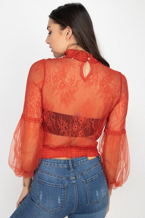 Lace Trim Balloon Sleeve Smocked Top | Mixtshop LLC