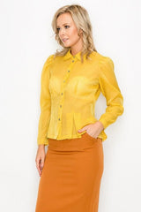 Organza Pleated Long Sleeve Blouse | Mixtshop LLC