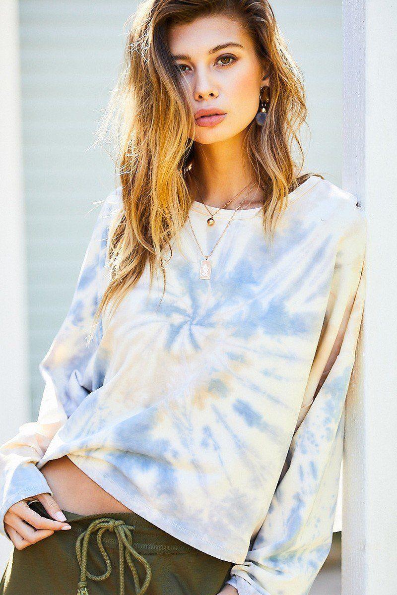 Round Neck Oversize Fit Crop Tie-dye French Terry Pullover | Mixtshop LLC