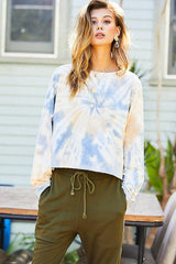 Round Neck Oversize Fit Crop Tie-dye French Terry Pullover | Mixtshop LLC