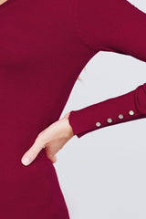 V-neck Sweater W/rivet Button | Mixtshop LLC