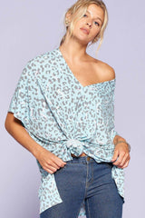 Leopard And Letter Printed Knit Top | Mixtshop LLC