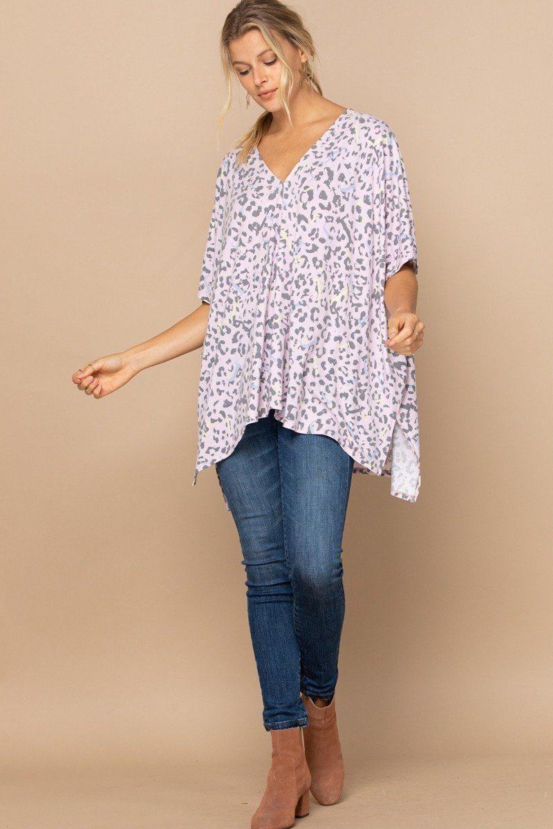 Leopard And Letter Printed Knit Top | Mixtshop LLC