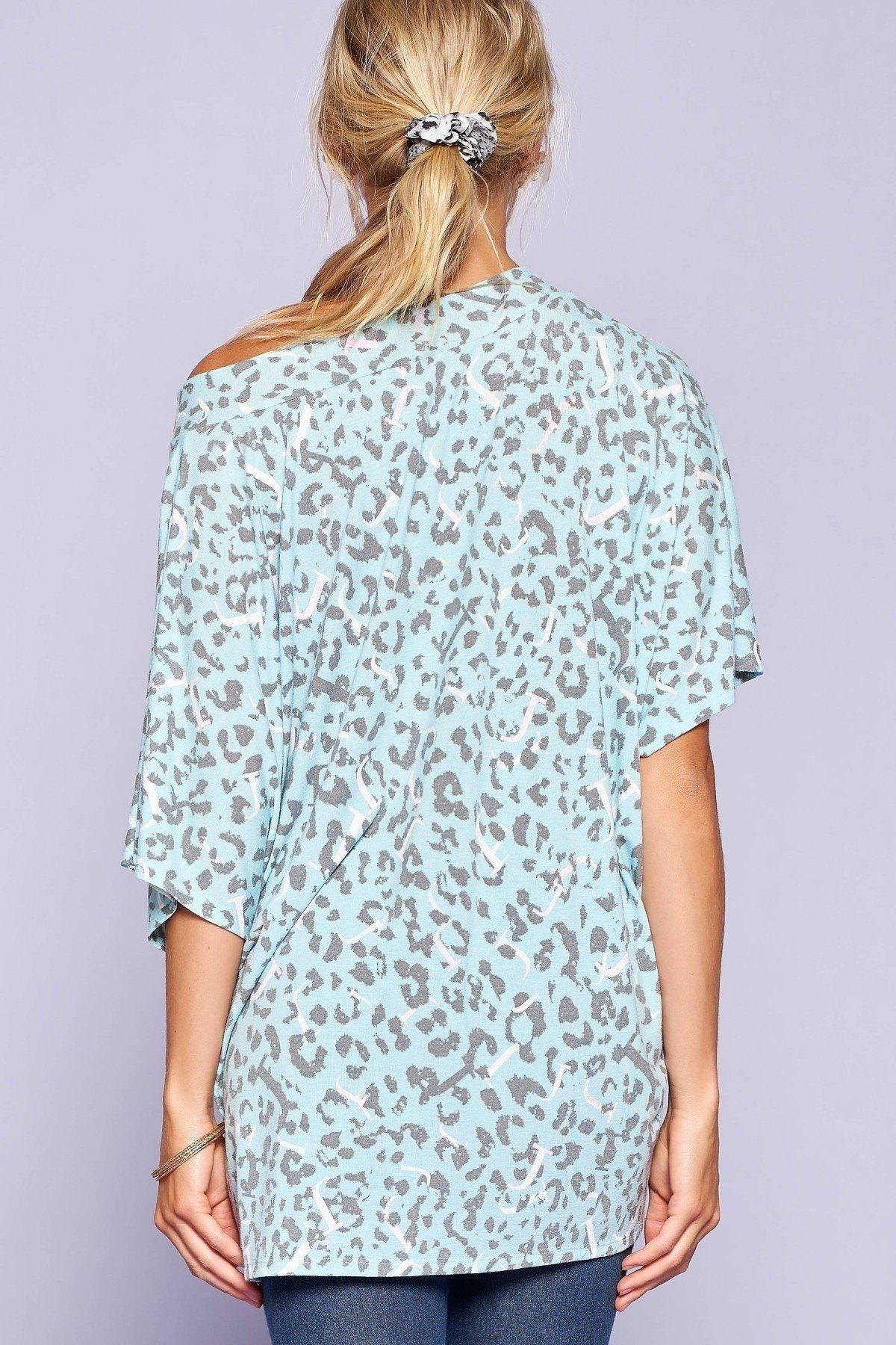Leopard And Letter Printed Knit Top | Mixtshop LLC