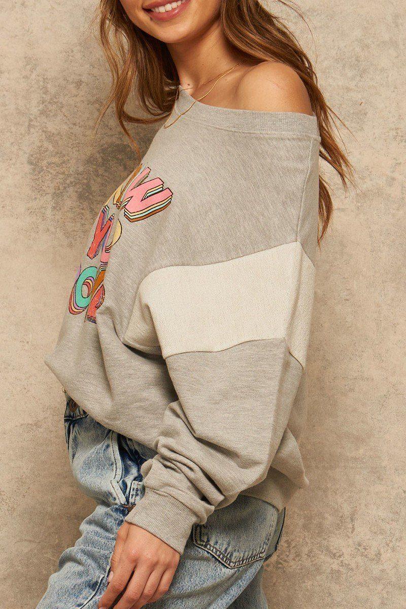 A French Terry Knit Graphic Sweatshirt | Mixtshop LLC