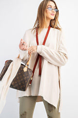 Terry Knit Upside Down Detailing Side Slits Pullover Tunic | Mixtshop LLC