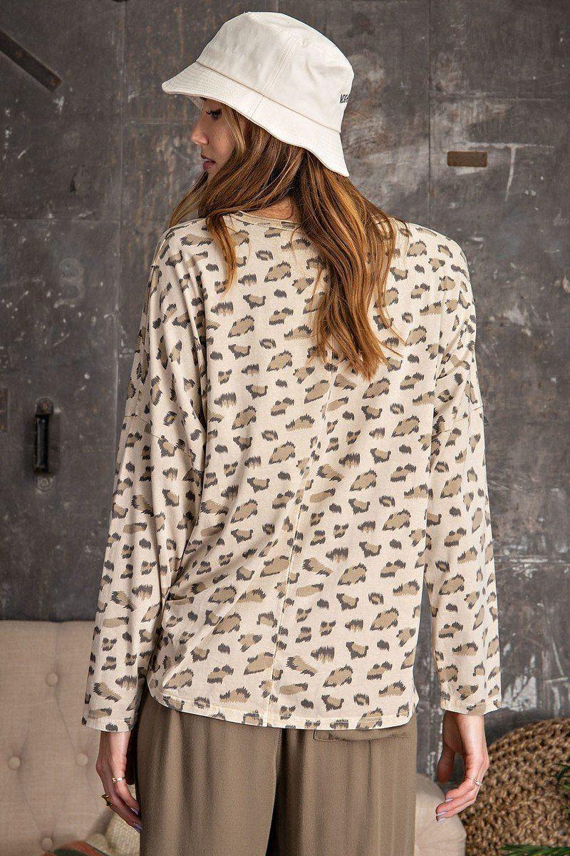 Leopard Printed Garment Dye Loose Fit Knit Top | Mixtshop LLC