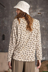 Leopard Printed Garment Dye Loose Fit Knit Top | Mixtshop LLC