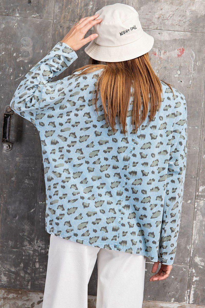 Leopard Printed Garment Dye Loose Fit Knit Top | Mixtshop LLC