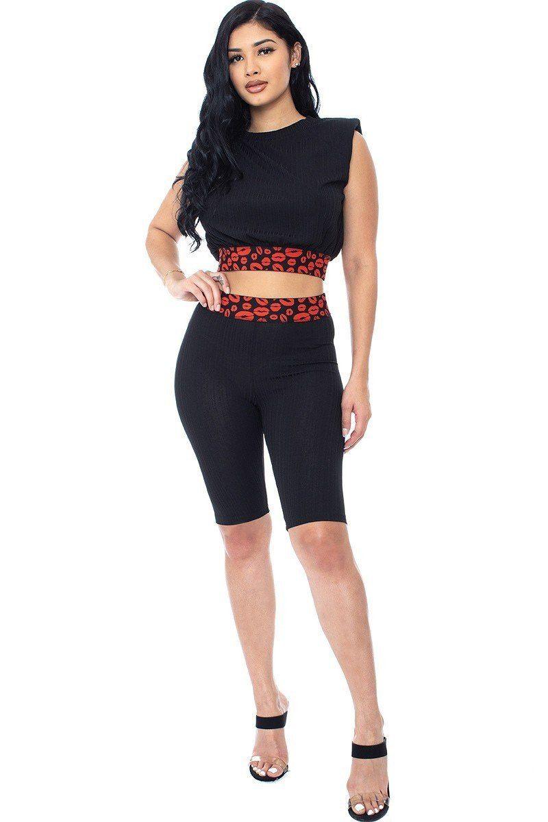 Shoulder Pad And Leopard Detailed Biker Shorts | Mixtshop LLC