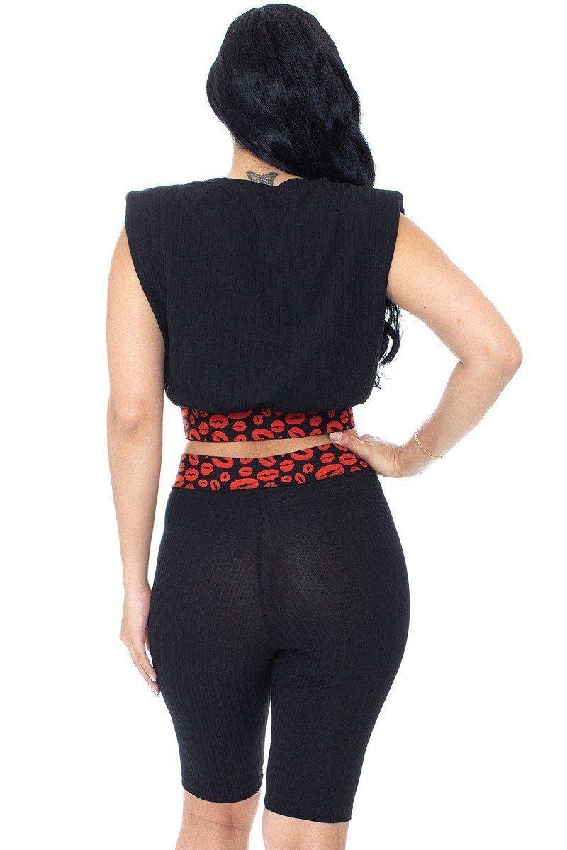 Shoulder Pad And Leopard Detailed Biker Shorts | Mixtshop LLC