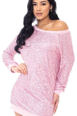 Sequin Wide Neck Boxy Mini Dress | Mixtshop LLC