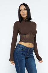 Knit Crop Top With Bottom Mesh | Mixtshop LLC