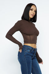 Knit Crop Top With Bottom Mesh | Mixtshop LLC