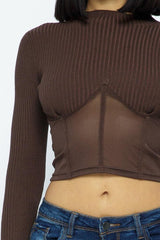 Knit Crop Top With Bottom Mesh | Mixtshop LLC