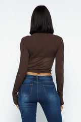 Knit Crop Top With Bottom Mesh | Mixtshop LLC