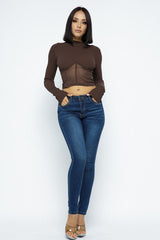 Knit Crop Top With Bottom Mesh | Mixtshop LLC