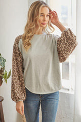 Leopard Solid Long Sleeve Top | Mixtshop LLC