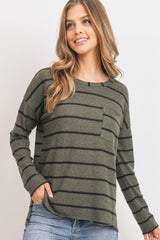 Striped Front Pocket Round Collar | Mixtshop LLC