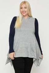 Plus Size Two Tone Knit, Sleeveless Top | Mixtshop LLC