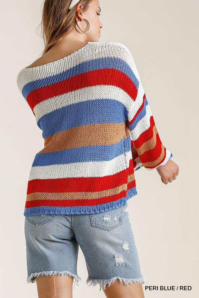 Multicolored Stripe Round Neck Long Sleeve Knit Sweater | Mixtshop LLC