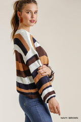 Multicolored Stripe Round Neck Long Sleeve Knit Sweater | Mixtshop LLC