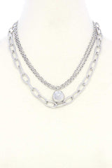 Metal Ball Oval Link Layered Necklace | Mixtshop LLC