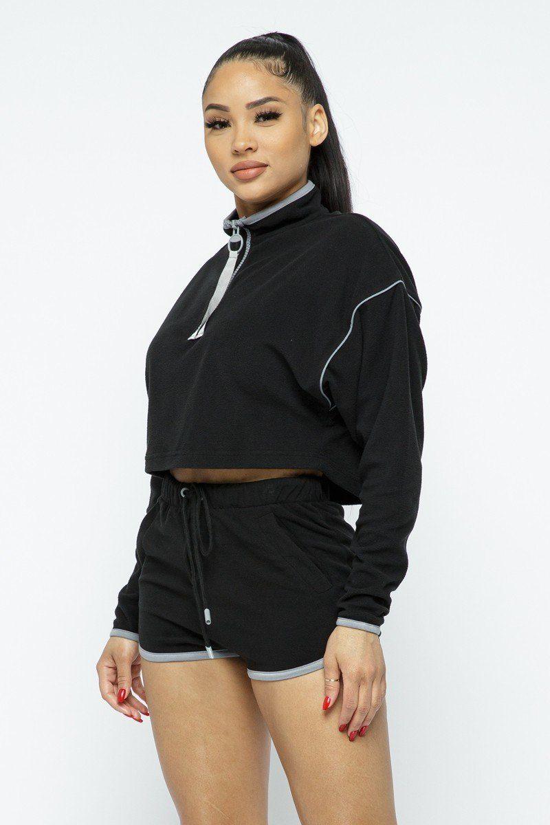 Sporty Crop Top Sporty High-waist Shorts Set | Mixtshop LLC