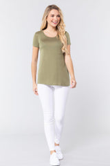 Short Sleeve Scoop Neck Top With Pocket | Mixtshop LLC